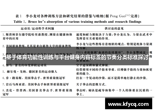 基于体育功能性训练与平台健身内容标签的节奏分类标准探讨